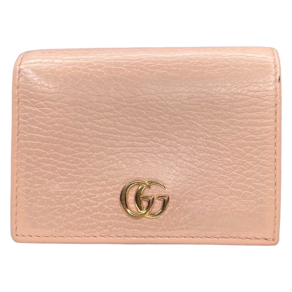 Gucci Marmont Card Case Pebbled Leather Wallet